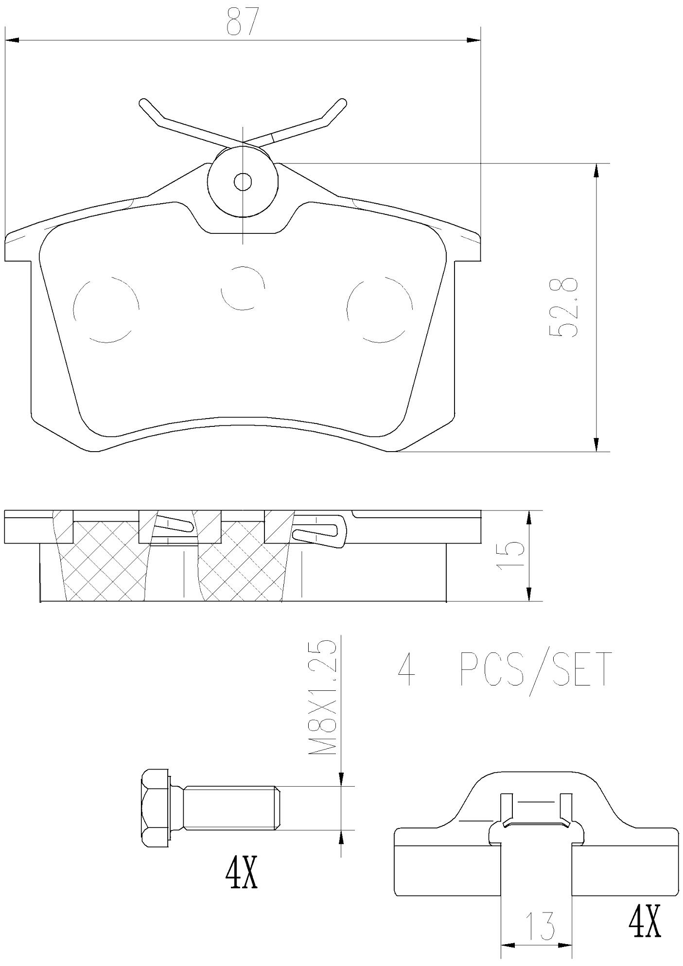 Audi VW Disc Brake Pad Set - Rear (Ceramic) 1J0698451L - Brembo P61088N